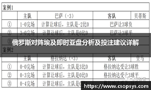 俄罗斯对阵埃及即时亚盘分析及投注建议详解